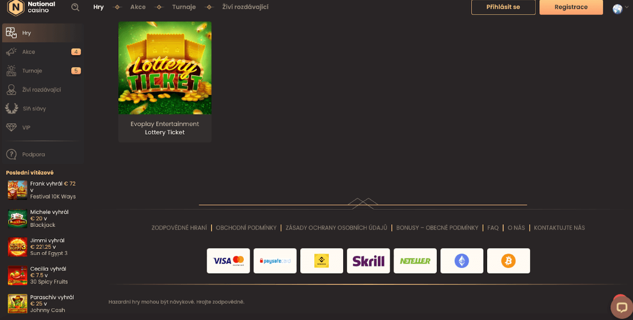 Loterie u PlayAmo casinu 