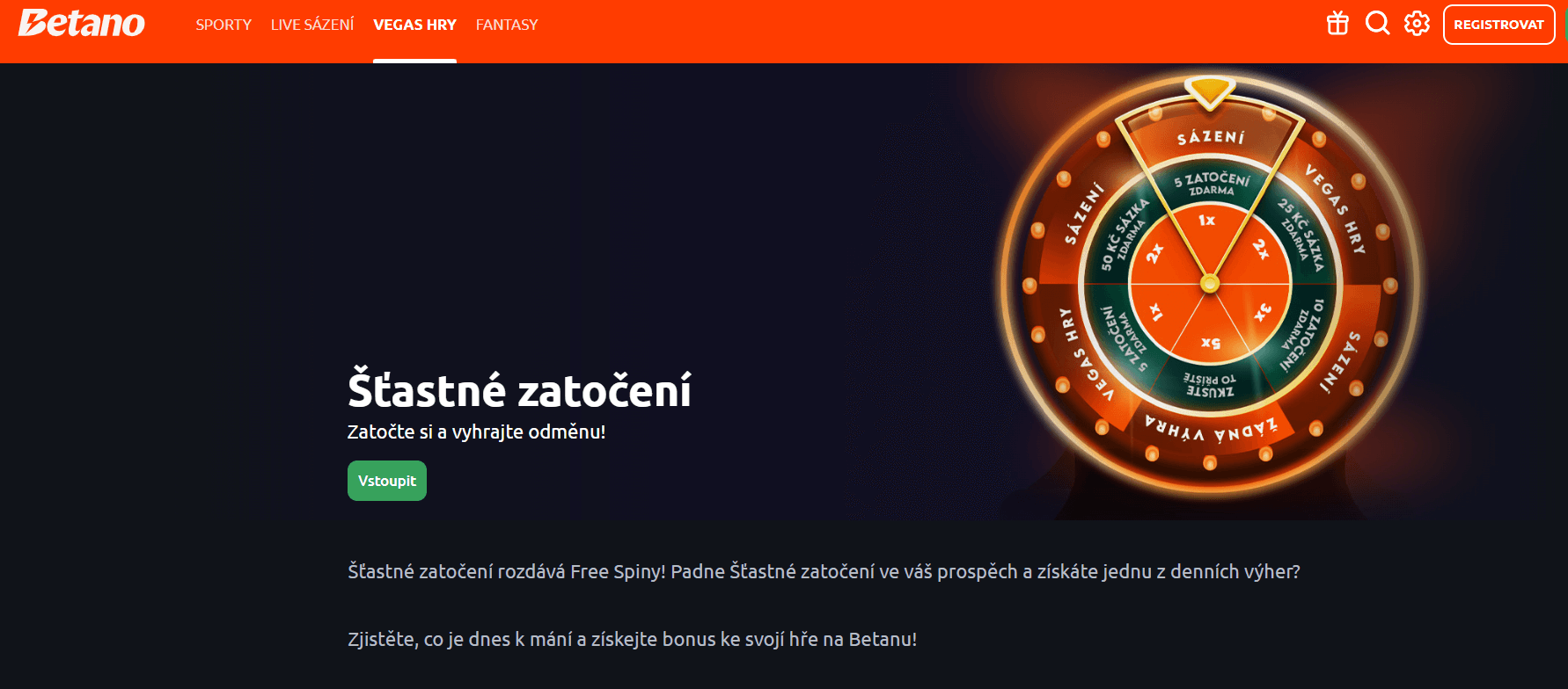 Betano kolo štěstí s bonusy