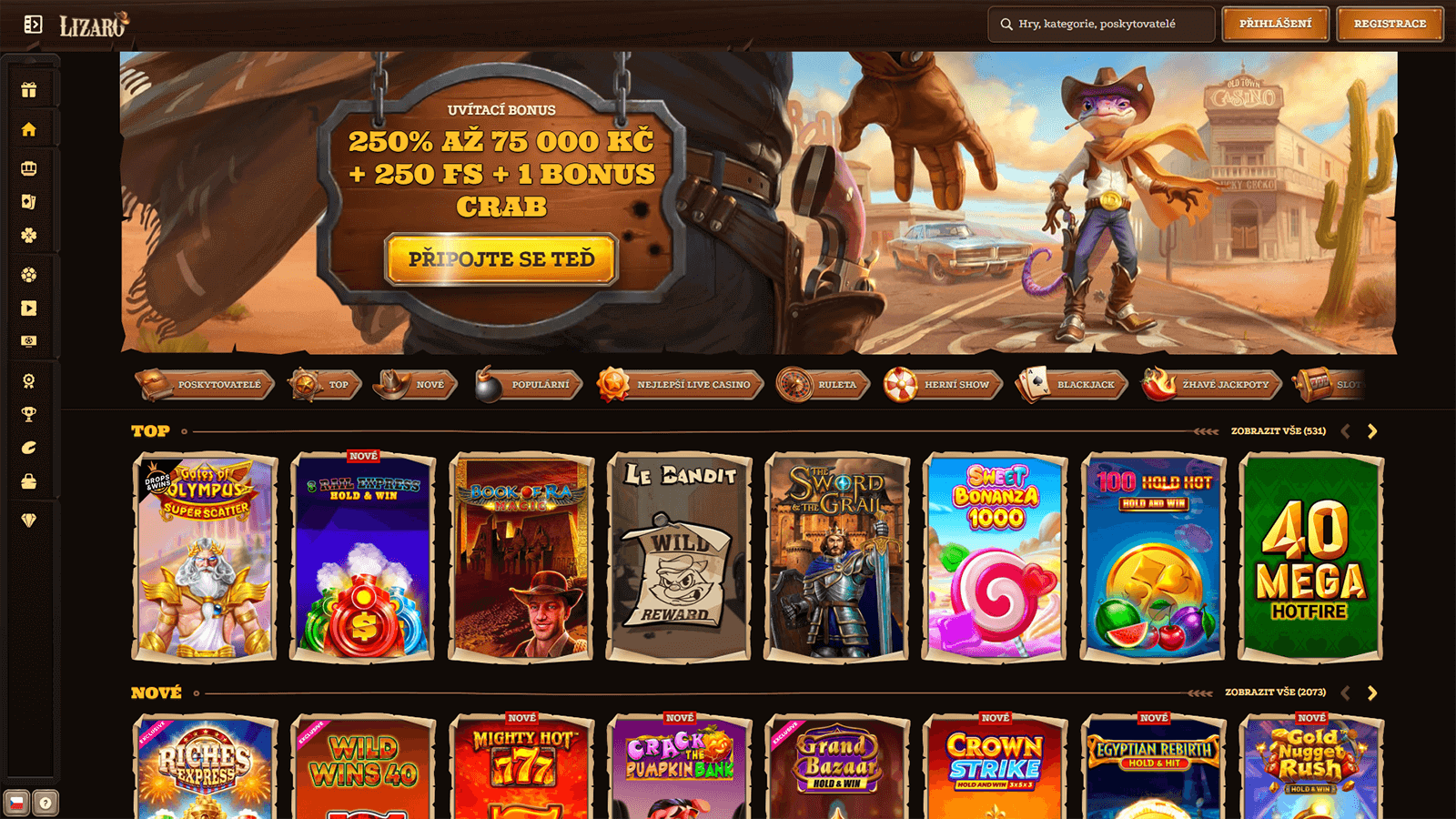 Domovska stranka kasina Lizaro v Ceske Republice