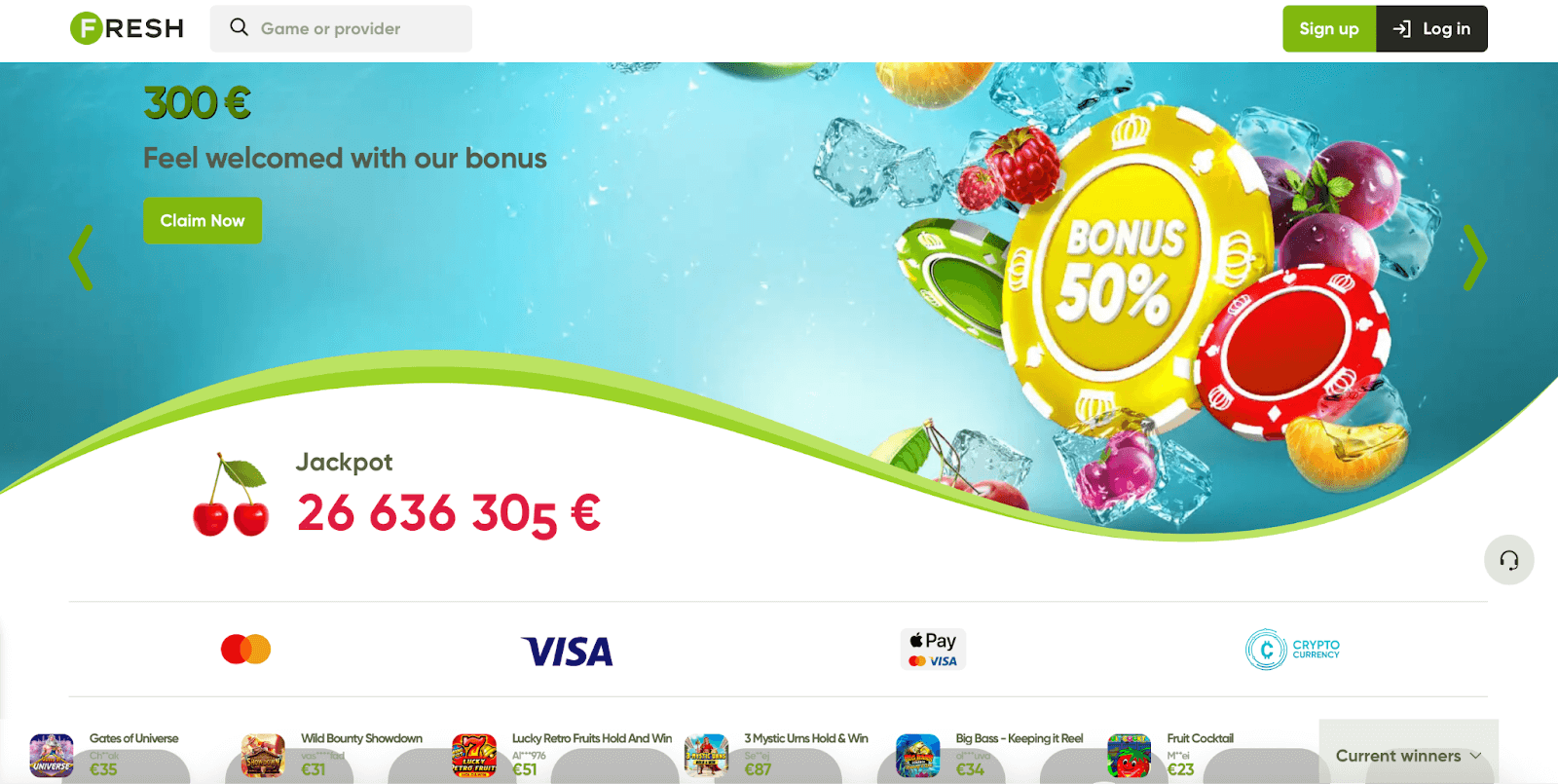 Fresh Casino Homepage