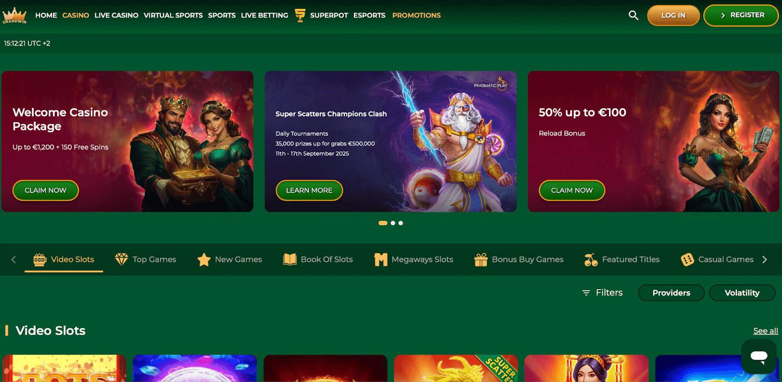 Grandwin Casino Homepage