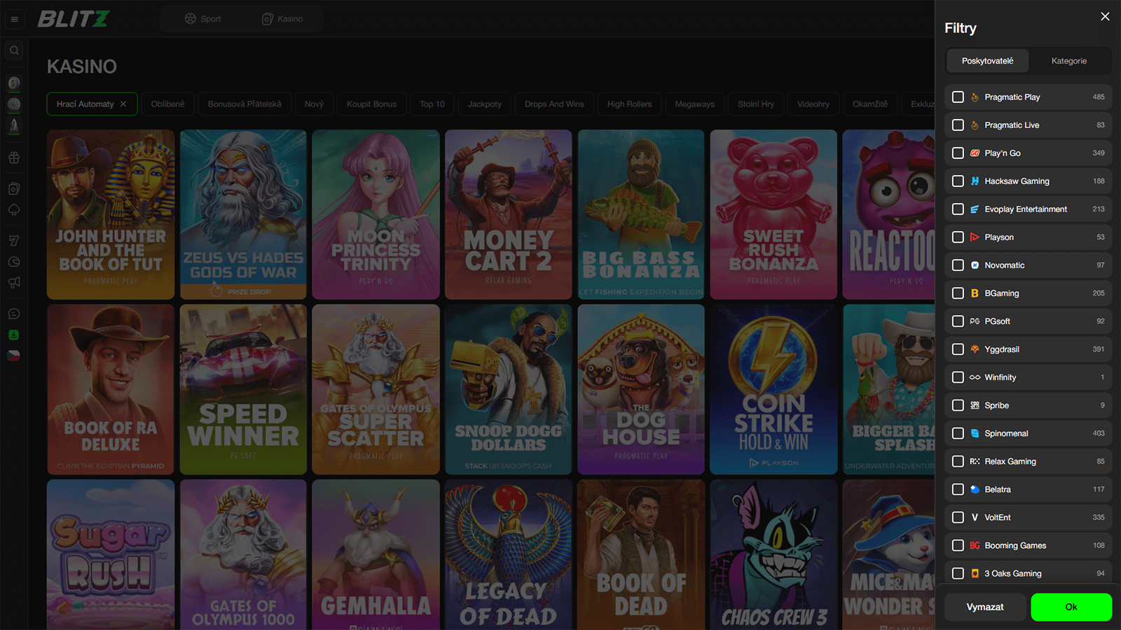 Hry v kasinu Blitz Bet