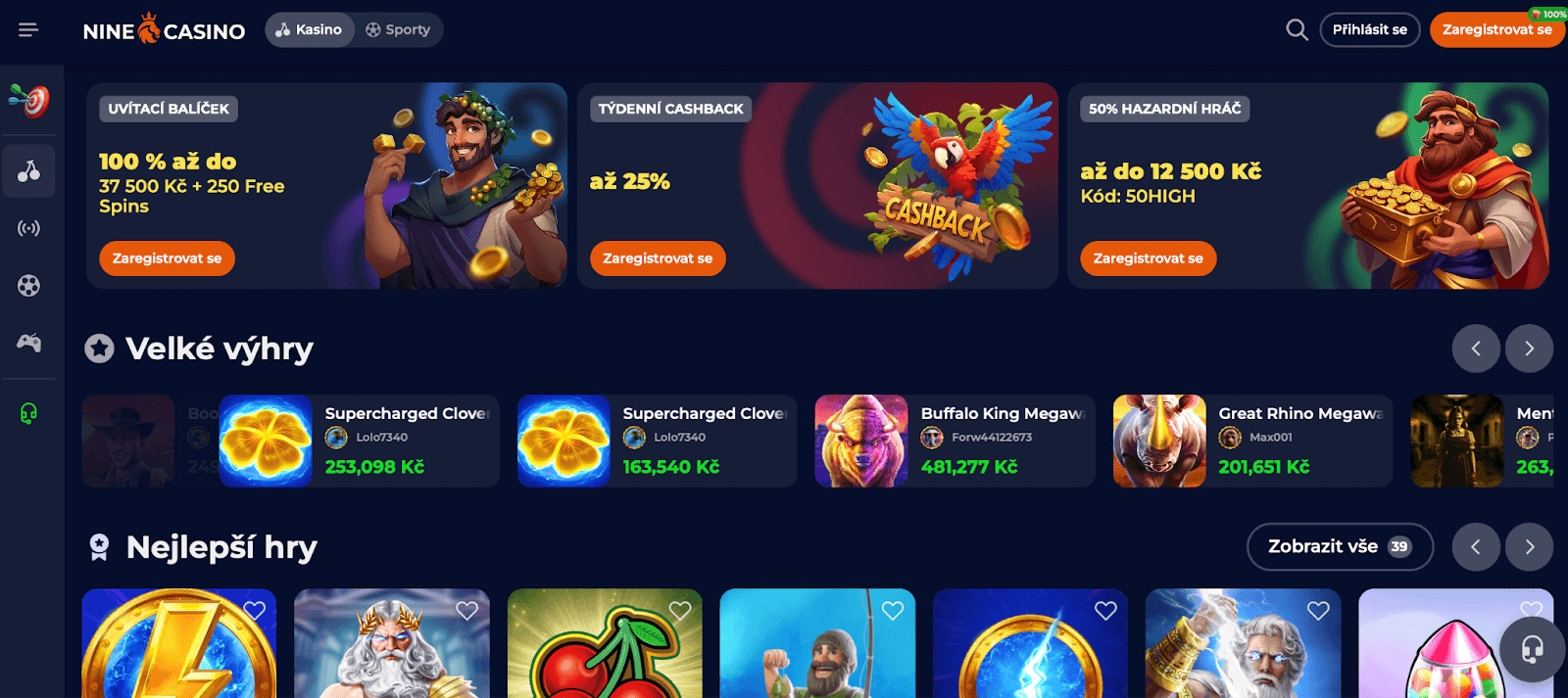 Nine Casino Homepage