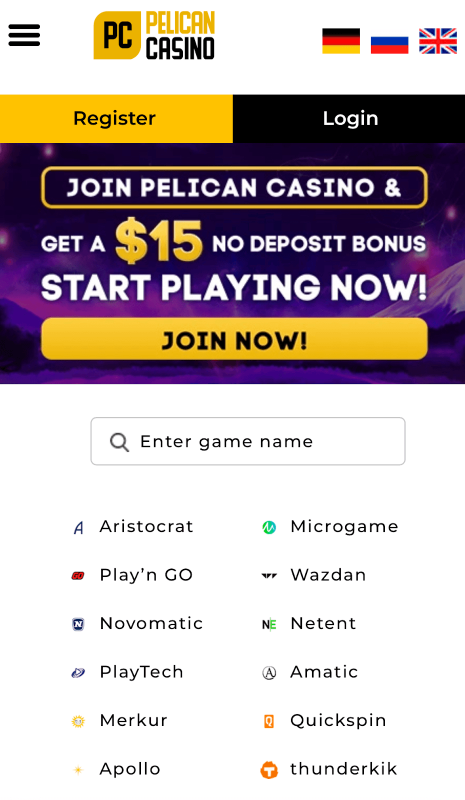 Pelican Casino Mobile Version