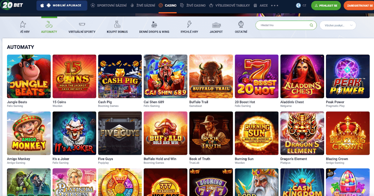 Online hrací automaty 20Bet Casino