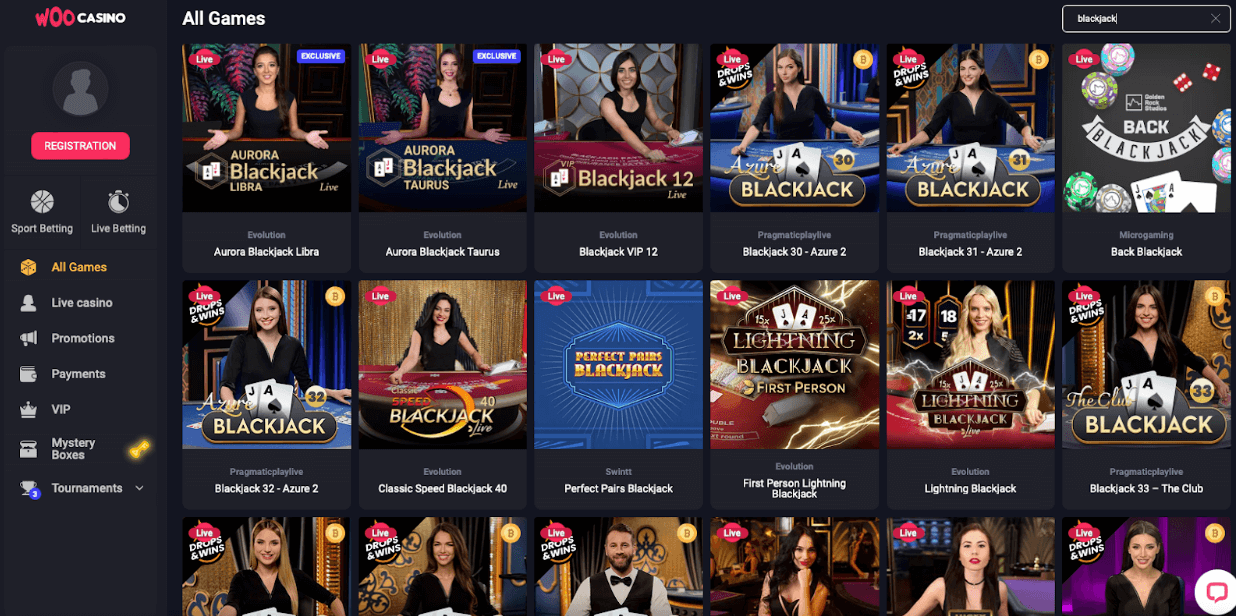 Blackjack ve WooCasino