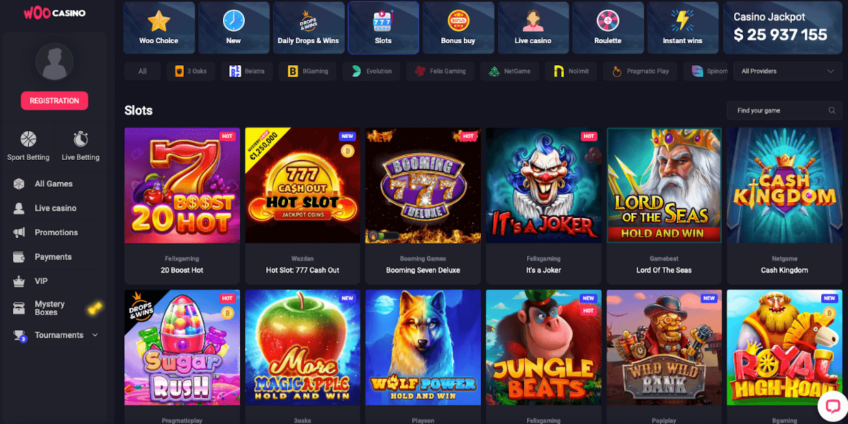 hrací automaty ve WooCasino