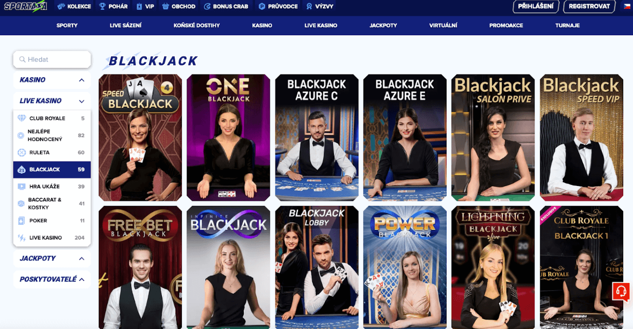 Blackjack ve Sportaza casinu