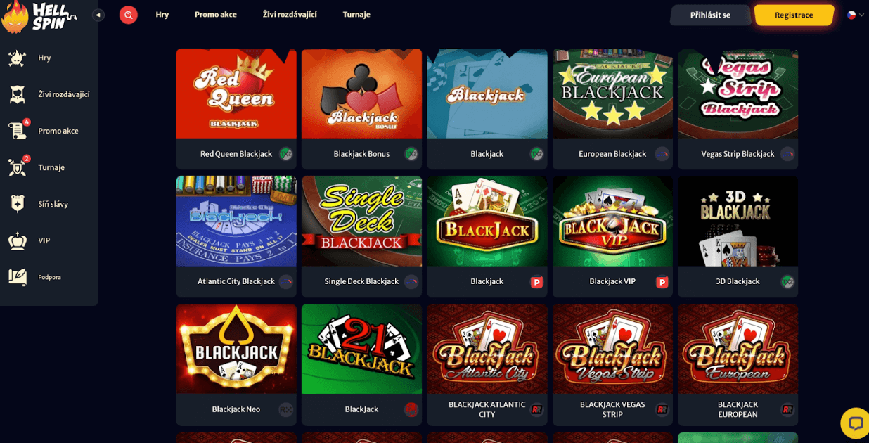 Blackjack v Hellspin casinu