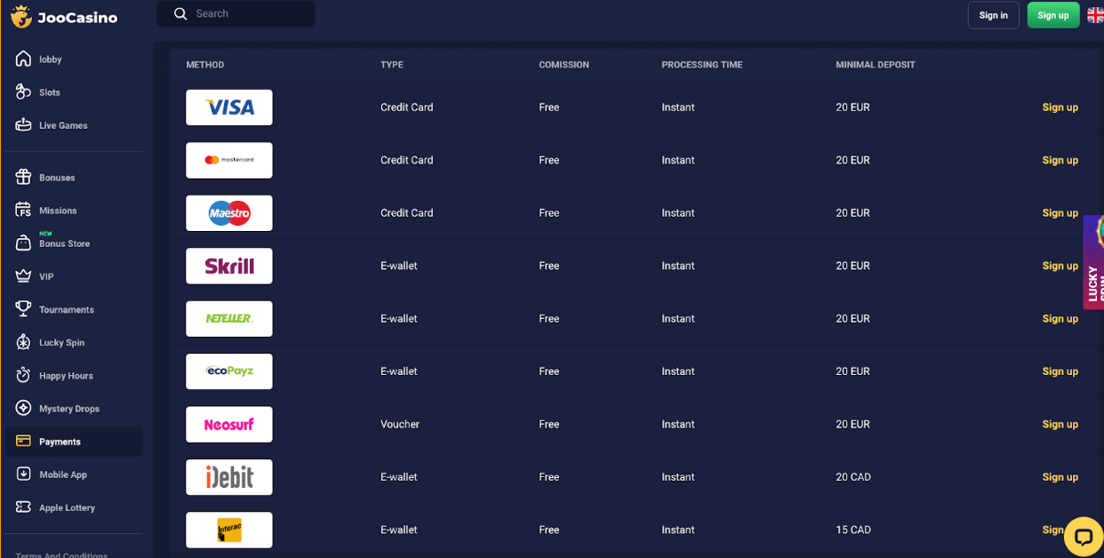 Jak vybrat peníze z Casino Joo