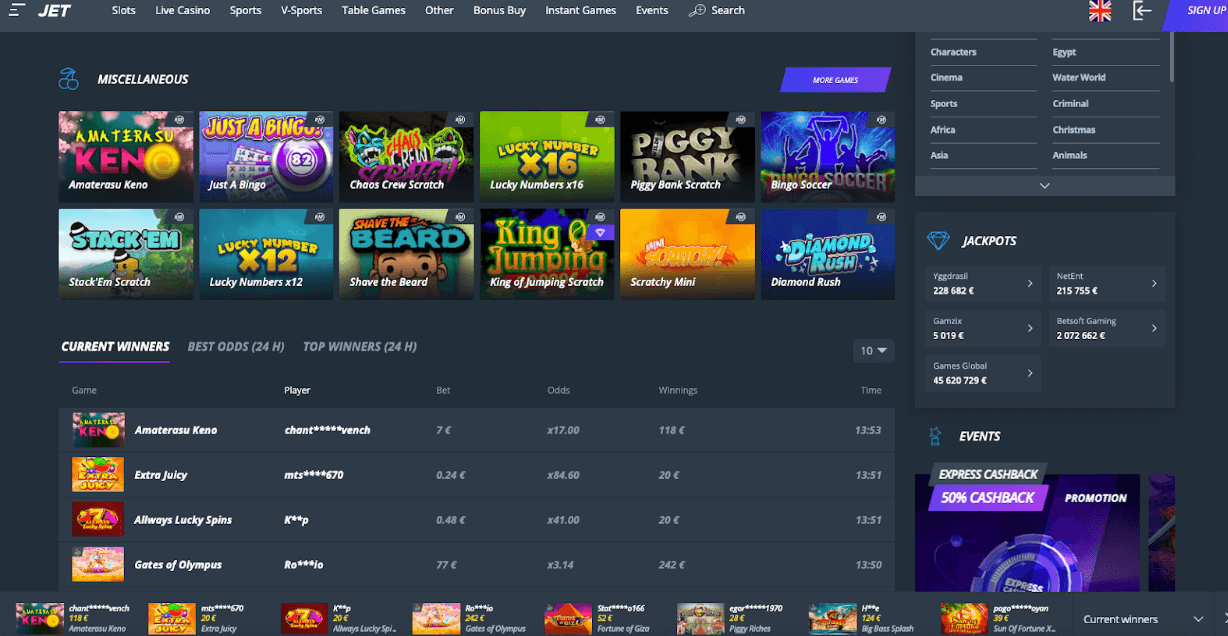 Loterie u Jet Casino