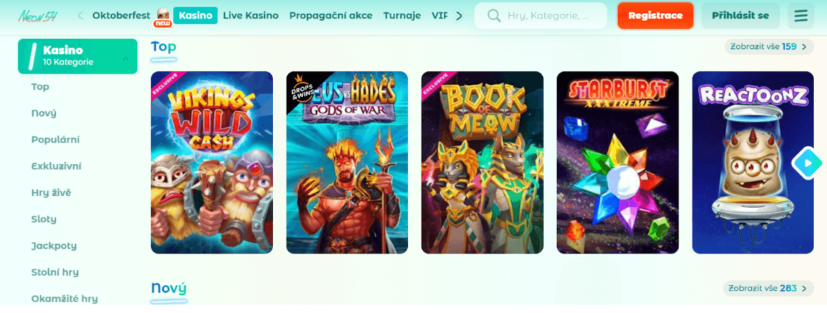 Online hrací automaty Neon54 casino