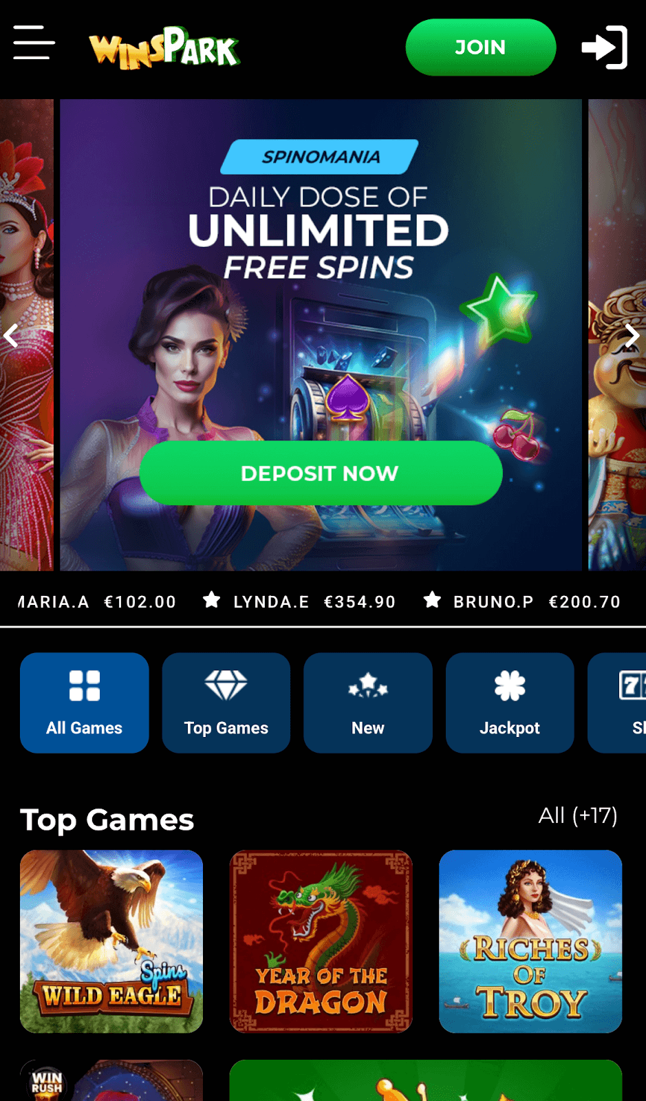 alt Winspark Casino Mobile Version