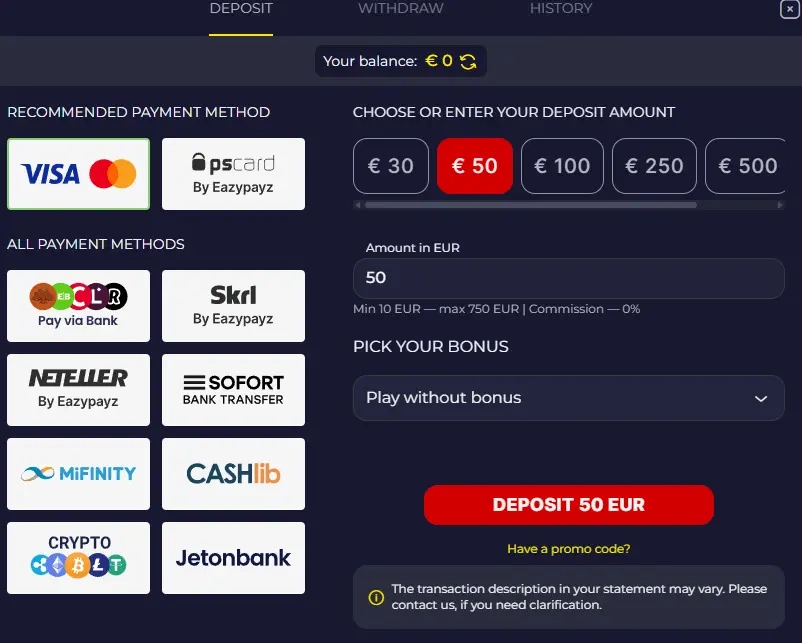 Slota casino platba Paysafecard