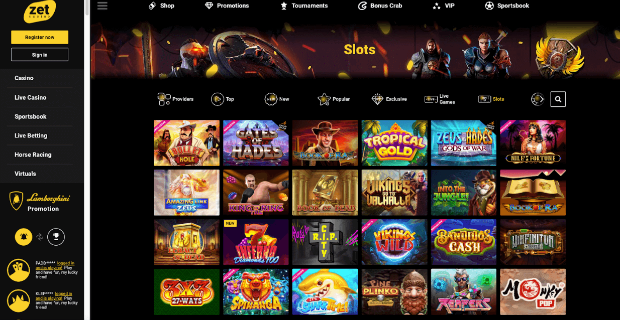 hrací automaty v Zet Casinu