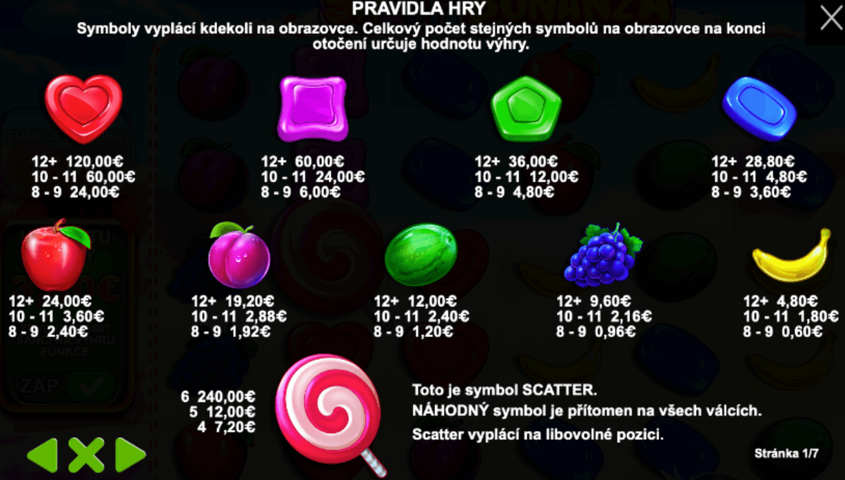 Herní symboly Sweet Bonanza
