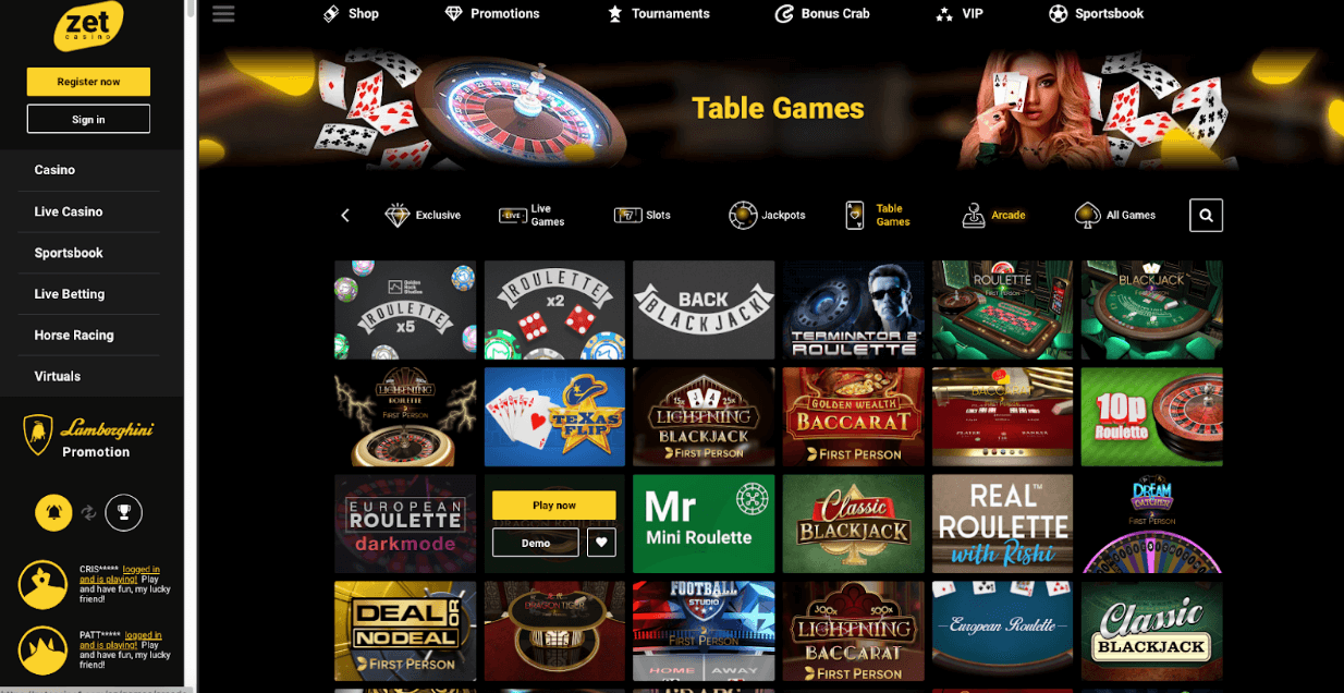 Stolní hry v Zet Casinu