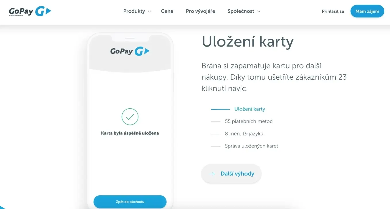 ulozeni karty a funkce platebni brany