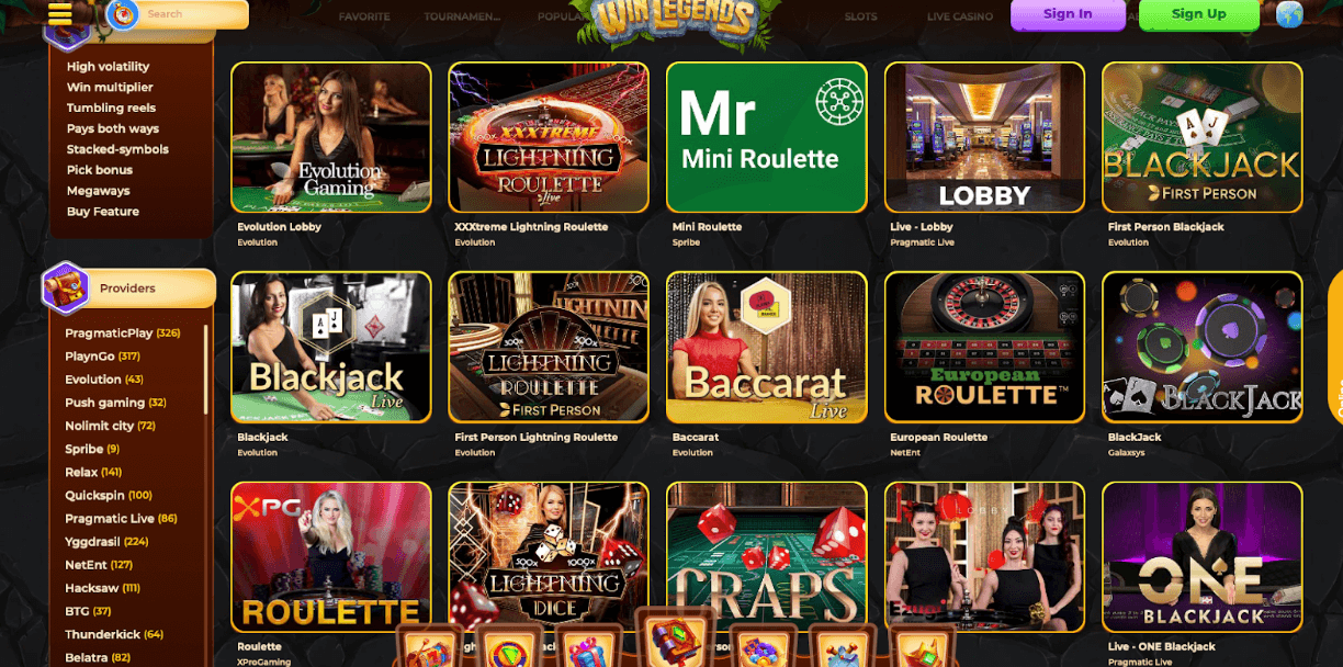 automaty WinLegends Casino